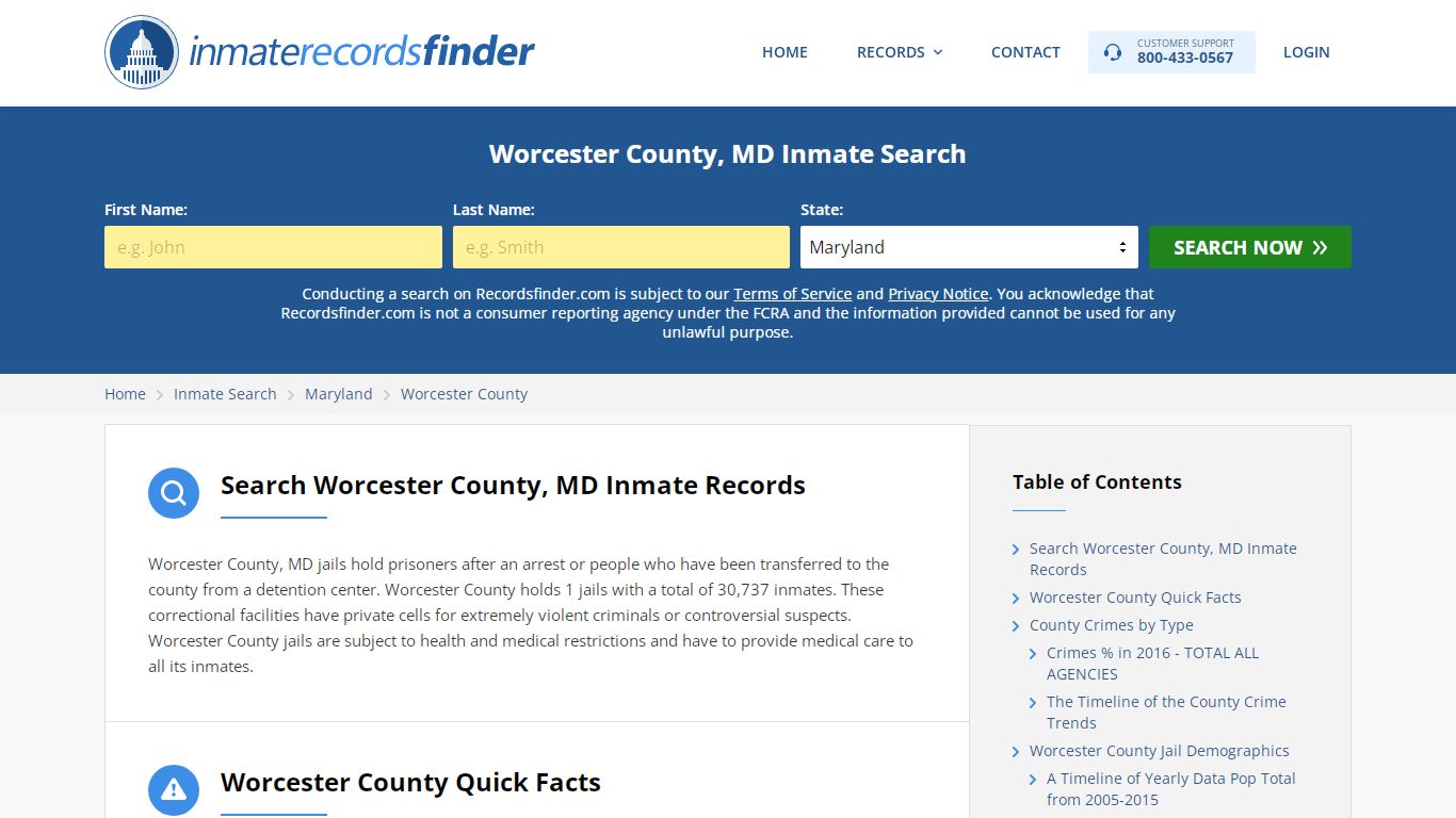 Worcester County, MD Inmate Lookup & Jail Records Online